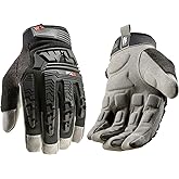 Wells Lamont FX3 Extreme Dexterity Impact Protection Work Gloves – Heavy Duty Construction Gloves for Men – Synthetic Leather, D3O Technology, TPR Knuckle Padding, Adjustable Fit – Black - L