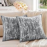 a moment 18X18 Throw Pillow Covers Set of 2, Soft Textured Decorative Tie-Dye Style Cushion Covers, Modern Boho Farmhouse Home Decor Pillow Cases for Couch, Bed, Living Room,Grey