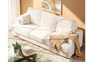 KKL 89 Inches Loveseat Sofa, Comfy Cloud Couch with Deep Seats, 3 Seater Couches for Living Room, Chenille Fabric, Wood Frame, Easy Assembly, Beige