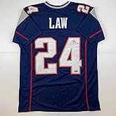 Facsimile Autographed Ty Law New England Blue Reprint Laser Auto Football Jersey Size Men's XL