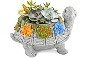 LESES Turtle Succulent Pot Planters for Indoor Plants with Drainage Hole, Flower Garden Cute Pots for Plants, Succulent, Cactus Home Office Desk Garden Decor Plant Lovers Gifts for Woman