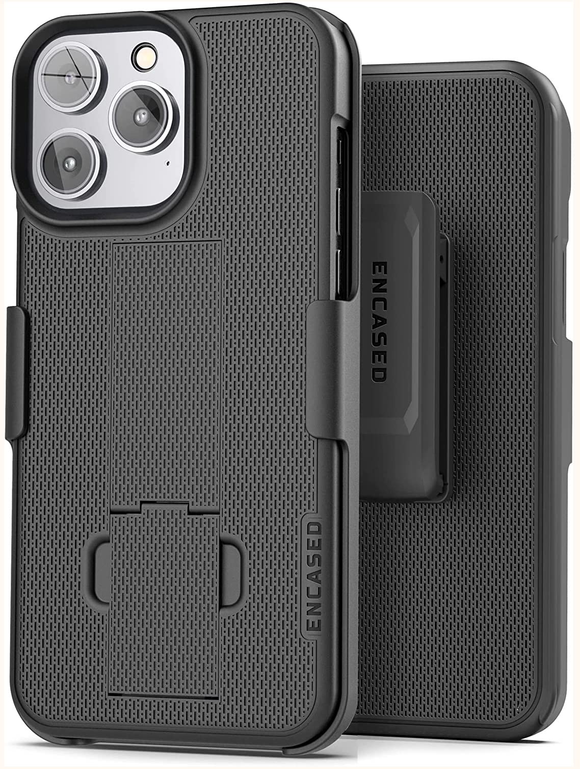 Encased DuraClip Designed for iPhone 13 Pro Belt Clip Case (2021) Slim Phone Cover with Holster - Black