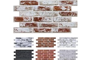 Commomy Faux Brick 3D Wall Panels - 12 pcs of 22.8" x 11.8" - Thin & UrltraLight PVC Peel Stick Tile Red Brick Textured Printable for Kitchen,Bedroom, Living Room,TV Background（Covers 22.48 sq.ft）