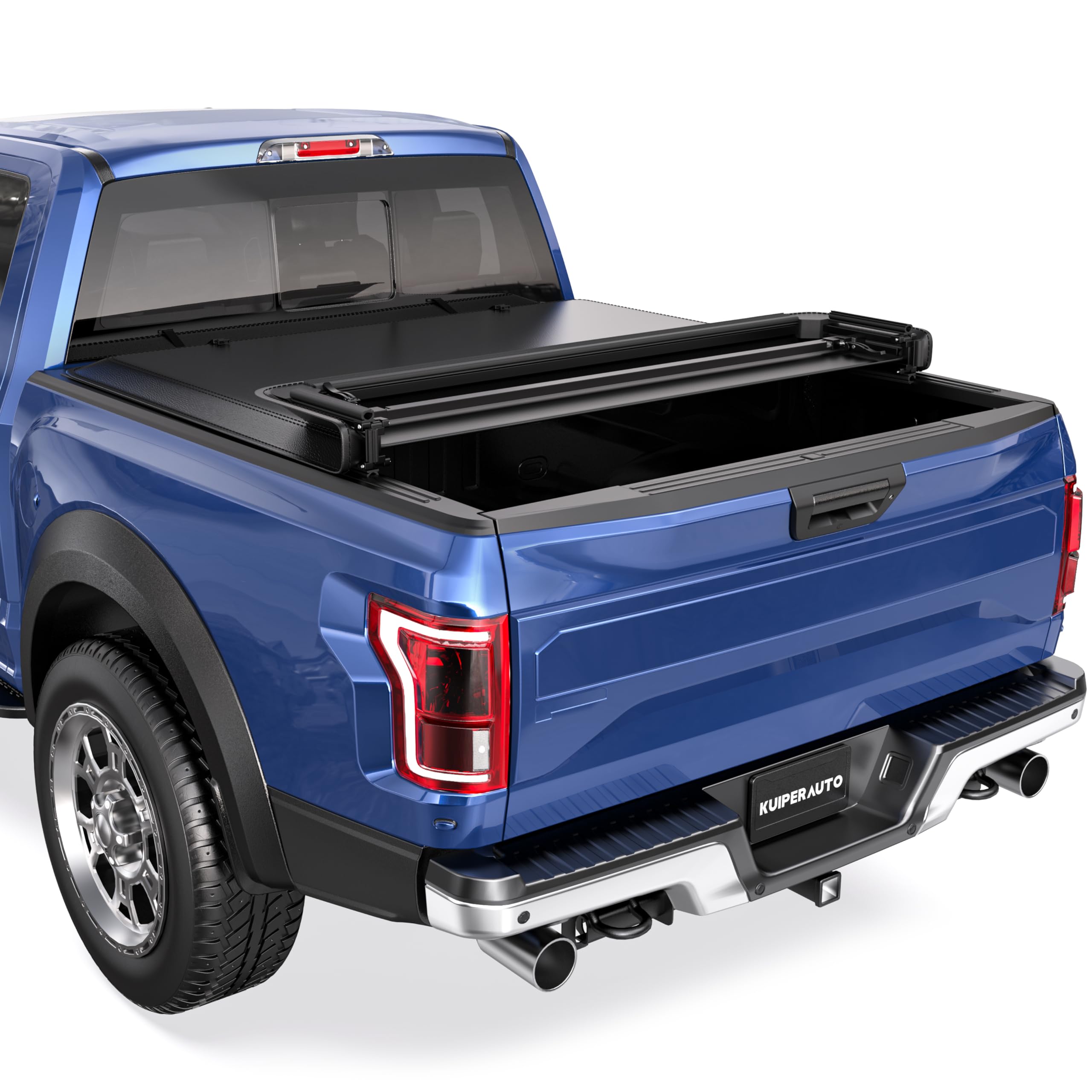 Photo 1 of KUIPERAUTO Quad 4-Fold 6.5 FT 78.8Inch Soft Folding Truck Tonneau Cover Compatible with 2004 2005 2006 2007 2008 Ford F150 F-150 (Excl. 2004 Heritage) Fleetside Four Fold On Top Truck Bed Cover