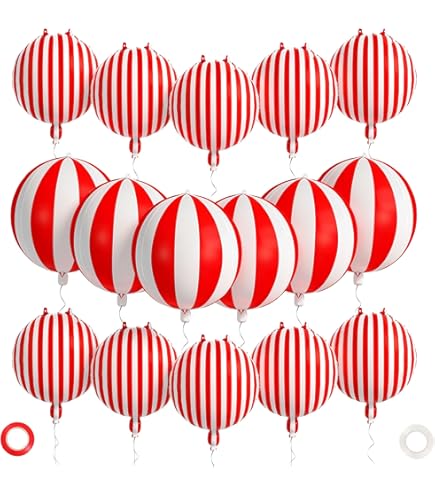 Red And Blue Carnival MMF7 Balloons, 22 Inch Metallic Circus Sphere Foil Balloons 6 Pcs Carnival Mylar Balloons Circus Themed Birthday Carnival Party