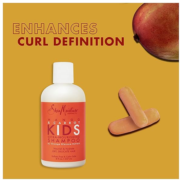 SHEAMOISTURE EXTRA-NOURISHING SHAMPOO HAIR CARE FOR KIDS MANGO CARROT WITH SHEA BUTTER 8 OZ