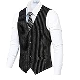 Gioberti Men's 5 Button Formal Wool Blend Tweed Pin Stripe Vest