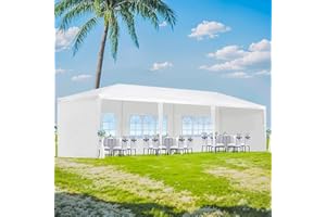 ANEUHS Party Tent, Tents for Parties, Outdoor Gazebo Wedding Patio Camping Carport Canopy Shade Canopy Tent with Removable Sidewalls, Outside Event Tent for Garden, Backyard (10'x30' Five Sides)