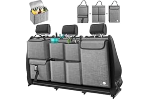 ORIENT FAMULAY Car Trunk Organizer with Cooler, Hanging Organizers with Large Pockets, Zippers Detachable Seat Back Storage, Waterproof for Jeeps, SUVs, Grey