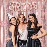GREATRIL Rose Gold Foil Fringe Curtain Backdrop 2 Packs 3.2ft x 8.2ft view 4