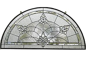 TMI ART PANEL All Clear Stained Glass Beveled Hanging Window Panel 34" W x 18" H