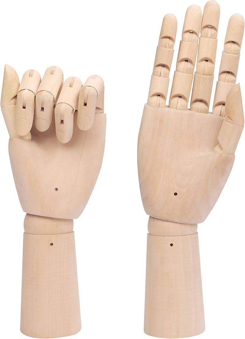 BELLE VOUS Wooden Mannequin Hands 30 cm Left & Right 2 Pack for Art Drawing
