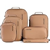 Aerotrunk Ultralight Compression Packing Cubes - Lightweight Travel Organizers for Suitcases and Luggage (6-Pack, Mocha)