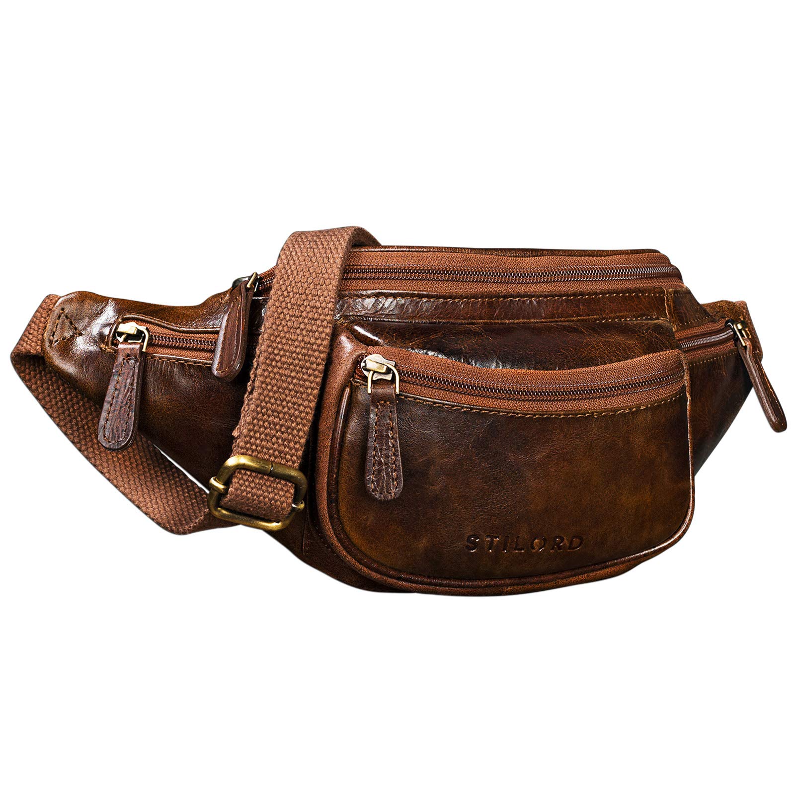 STILORD "Eliah" Leather Waist Bag Vintage | Unisex Belt Bag for Travel, Festivals, and Outdoor | Genuine Leather Fanny Pack for Phone, Camera, and Valuables Colour:Antique Brown