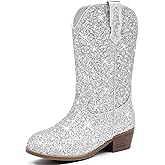 Motasha Glitter Girls Cowgirl Boots Sparkly Cowboy Dress Boots For Toddler To Big Kid Mid Calf Pointed Toe Party Birthday Horse Riding