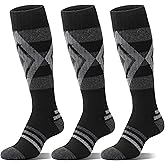 Welwoos 3 Pairs Merino Wool Ski Socks for Womens Mens Thermal Winter Warm Thick Knee High Socks for Skiing Snowboarding