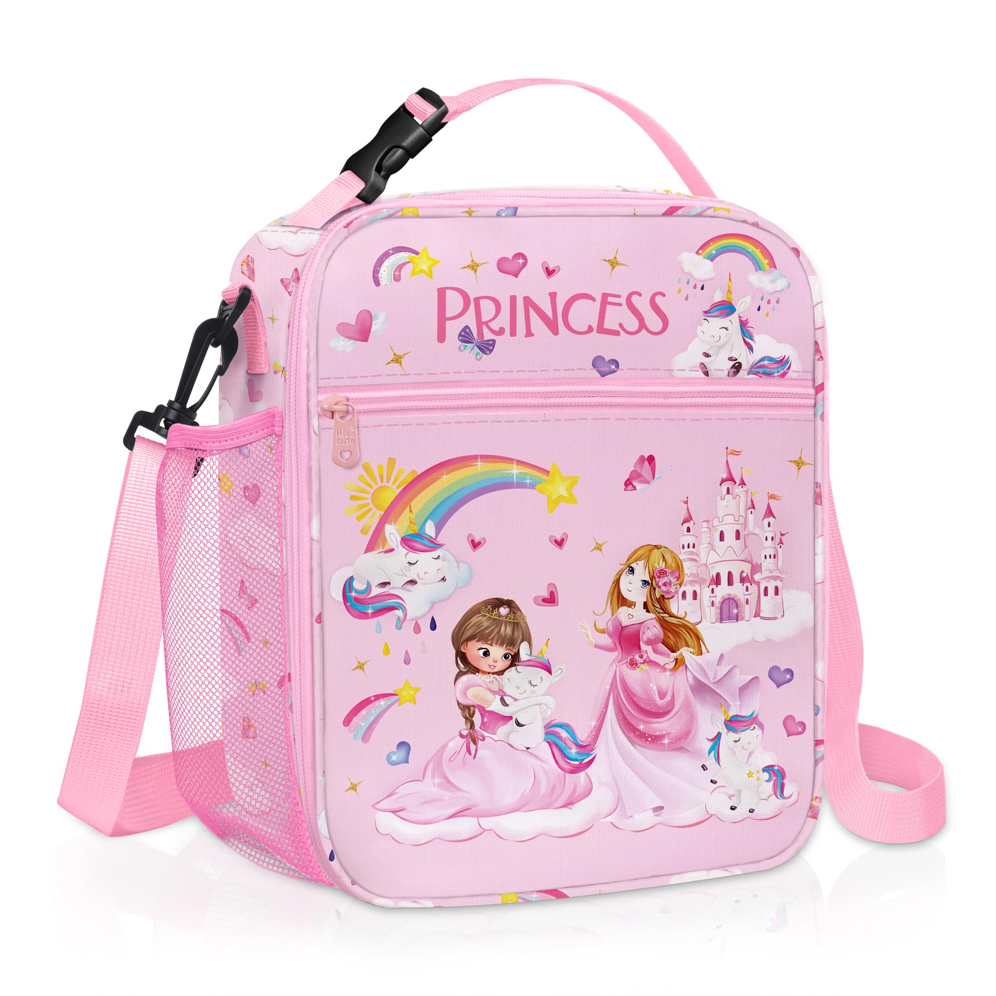 Clastyle Unicorn Insulated Lunch Bag Large Thermal Cooler Bag for Girl Picnic Lunch Box Tote, Pink Unicron Castle