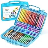 Shuttle Art 48 Colors Gel Crayons for Toddlers, Non-Toxic Crayons Set with 1 Brush and Foldable Case for Kids Children Coloring, Crayon-Pastel-Watercolor Effect, Ideal for Window Paper Glass