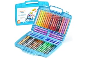 Shuttle Art 48 Colors Gel Crayons for Toddlers, Non-Toxic Crayons Set with 1 Brush and Foldable Case for Kids Children Coloring, Crayon-Pastel-Watercolor Effect, Ideal for Window Paper Glass