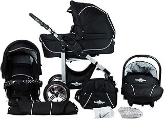 Bergsteiger Capri Kinderwagen 3 in 1 Kombikinderwagen Megaset 10 teilig inkl. Babyschale, Babywanne, Sportwagen und Zubehör