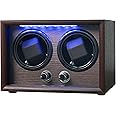 Oryx Double Watch Winder for Automatic Watches, Wooden Rotating Watch Case 4 Rotation Modes Setting Display Box with LED Light, USB Powered Super Quiet Mabuchi Motor