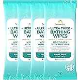 Nurture XL Ultra Thick Body Wipes for Adults w/Aloe | 40 Extra Large Disposable Cloth Wet Cleansing No Rinse Bathing Washcloths, Waterless Shower | Bath Wipe for Women, Men & Elderly