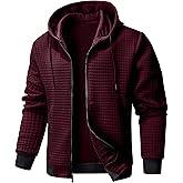 Wizoat Mens Zip Up Hoodie Full-Zip Sweatshirt Lightweight Loose Fit Hooded Jackets