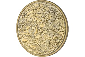 LULUCIRCLE Lucky Coin, Chinese Dragon Coin, Chinese Phoenix Coin, Ticket Scratcher Tool, Challenge Coin for Scratching Lottery Tickets