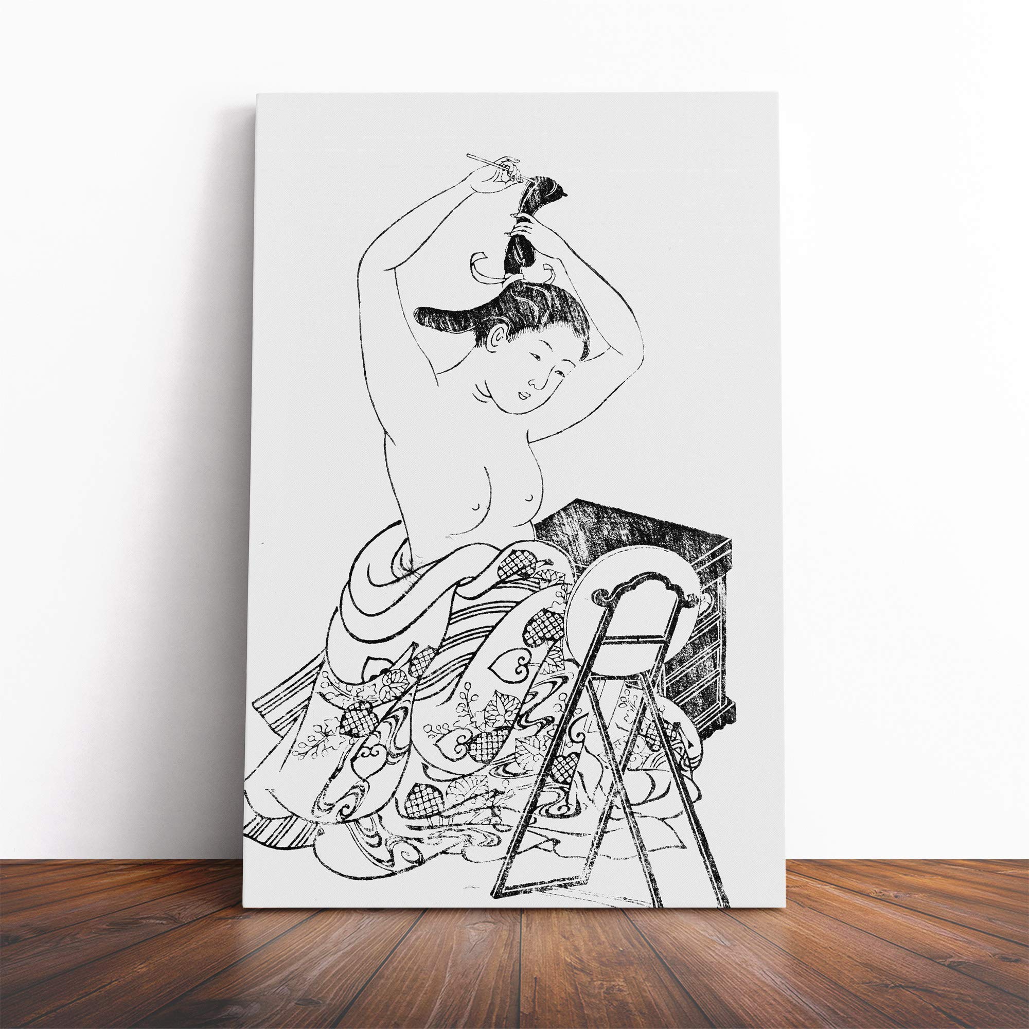 Wall Nishikawa Sukenobu Japanese Oriental Art Vol.2 Canvas Print | Gallery Wrapped 30mm Frame Wall Art | 20x14 inches | Ready to Hang | Asian Picture | Living Room Bedroom Lounge Office