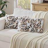 Animebody Set of 2 Decorative Throw Pillow Covers Luxury Fluffy Faux Fur Cozy Cushion Cover Pillowcase for Couch Sofa Bed Living Room Home Decor Leopard Print-20 * 26inch