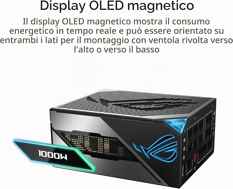 ROG THOR 1000W Platinum III, Alimentatore Gaming Modulare per PC, Nero