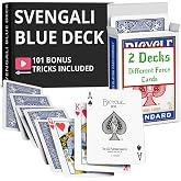 Ted's Sterling Magic Blue Bicycle Rider Back Svengali Card Trick, 2 Decks | Two bicycle-style decks, each with different force cards, for seamless magic performance and beginner-friendly card tricks.