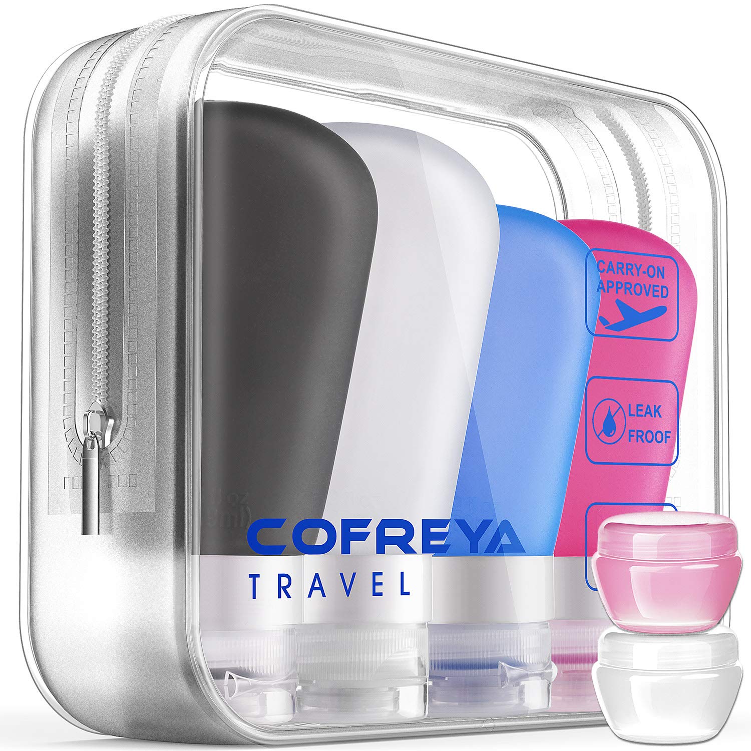 6 Pack COFREYA Silicone Travel containers for toiletires,TSA CarryOn
