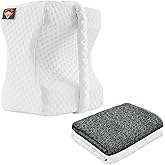 Cooling Knee Pillow for Side Sleepers w/ Strap & 2 Covers - Memory Foam Leg Pillow for Side Sleeping - Between Leg Pillow & O
