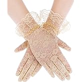 SATINIOR Ladies Lace Gloves for Women Tea Party Elegant Short Courtesy Gloves for Wedding Dinner Opera Parties