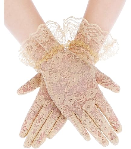 Amazon.com: GuardiaTech Beige Lace Gloves,Long Lace Gloves,Tea