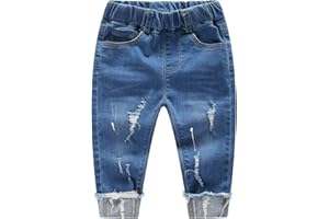 KIDSCOOL SPACE Baby Ripped Jean,Toddler Elastic Waist Distressed Denim Pants