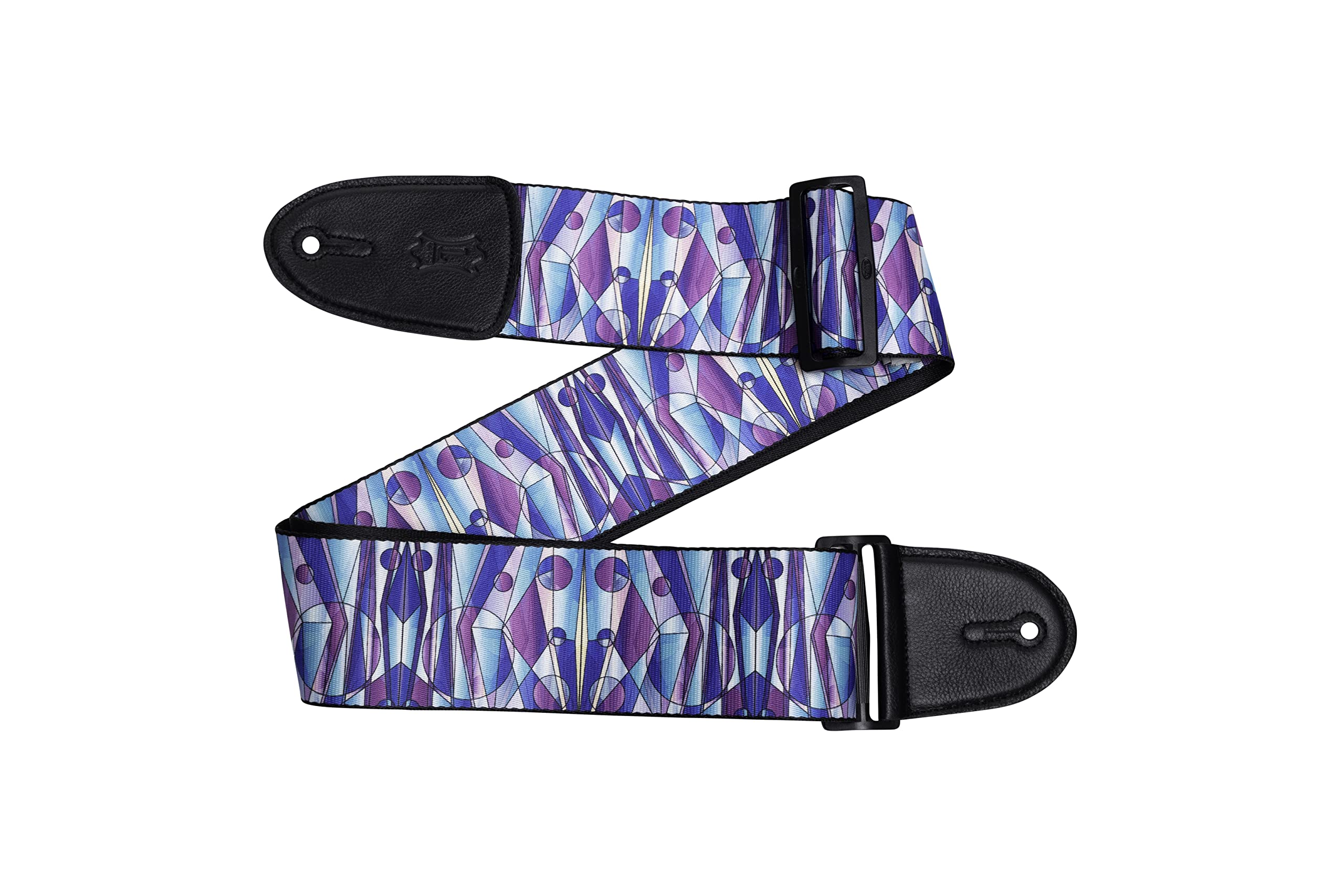 Levy's Musical Instrument 3" Stained Glass Guitar Strap with Kaleidoscope Purple Design, One Size