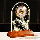 Ornalrist Gifts for Mom from Son, Daughter - Mother's Day, Birthday Gifts for Mom - to My Mom Glass Clock with Wooden Warm Light Base