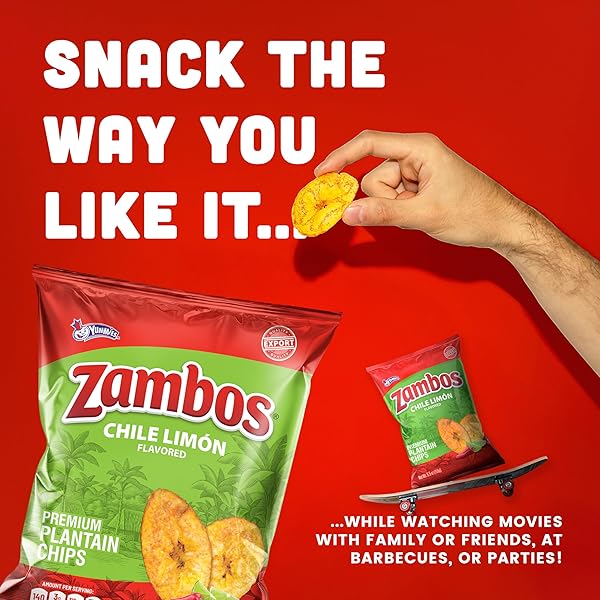 ZAMBOS CHILE LIMÓN PLANTAIN CHIPS, 5.29 OZ – CRUNCHY SNACK, GLUTEN FREE – BOLD CHILI LIME FLAVOR – 1 BAG