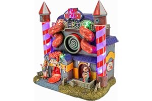 FG Square Carnival Funhouse Clown Theme Spooky Halloween Village Multi-Color LED Lights, Motion and Music 9.25" x 5.75" x 9.5"