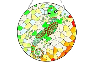 LEGIFO Stained Glass Window Hanging, Lizard Sun Catchers Indoor Window, Glass Art Decor Gifts for Women Mother's Day Merry