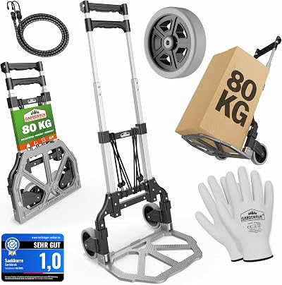 Gardebruk Foldable Trolley Heavy Duty Steel Frame 80 kg Load PP Tyres