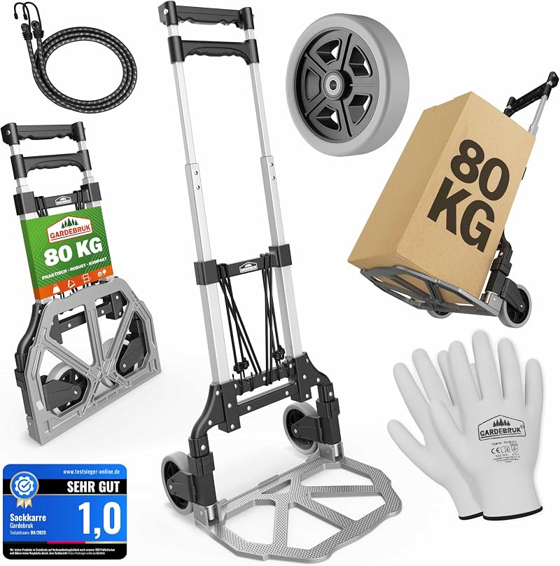 Gardebruk Foldable Trolley Heavy Duty Steel Frame 80 kg Load PP Tyres