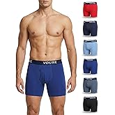 VDURE Men's Boxer Briefs – Soft Stretch Cotton Mens Underwear with No-Roll Waistband, Supportive & Effortless Fit- Multipack