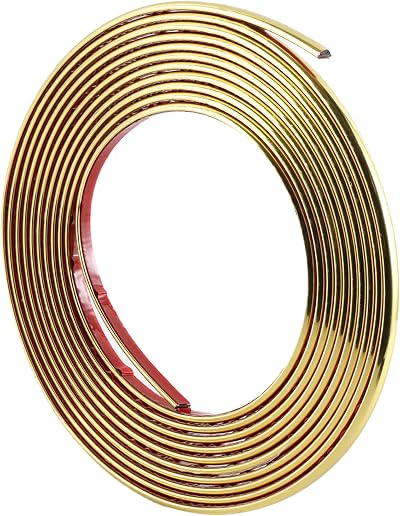 Gaahing 5m Shiny Gold Flexible Wall Molding Trim Peel & Stick Self-Adhesive 8mm