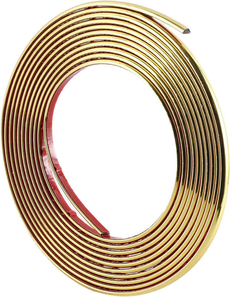 Gaahing 5m Shiny Gold Flexible Wall Molding Trim Peel & Stick Self-Adhesive 8mm