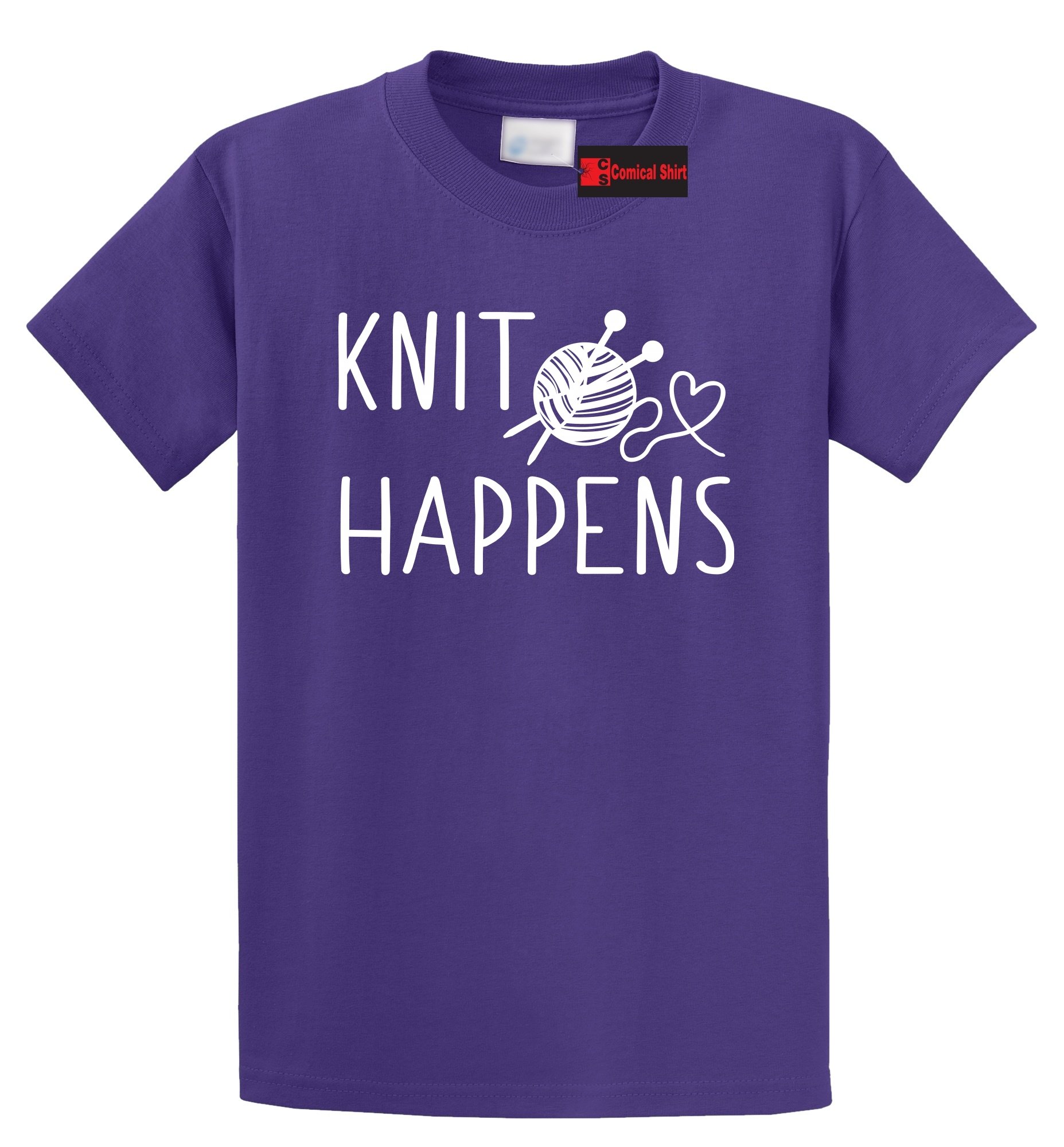 Knit Happens Funny T Shirt Knitting Hobby Sewing Tee | eBay
