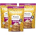 Flourish Protein Pancake & Waffle Mix, with Whey Protein & Flax Seed, No Added Sugar, High in Protein & Fiber - Just Add Water - Birthday Cake Flavour, 430g (3 Pack) - Made in Canada