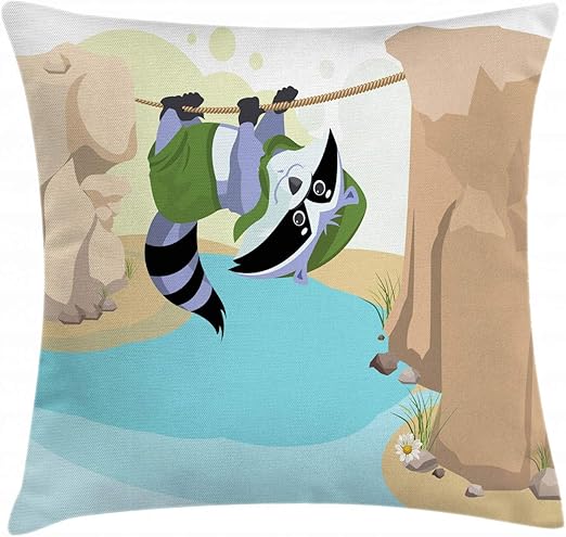 Amazon Com Lunarable Raccoon Throw Pillow Cushion Cover Scout